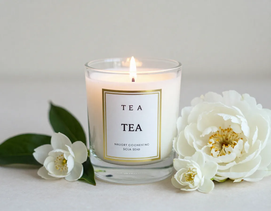 White Tea luxury scented candle with fresh floral notes